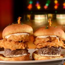 Splitsville signature dishes Filet SlidersSpicy Tuna Tempura RollEdamame